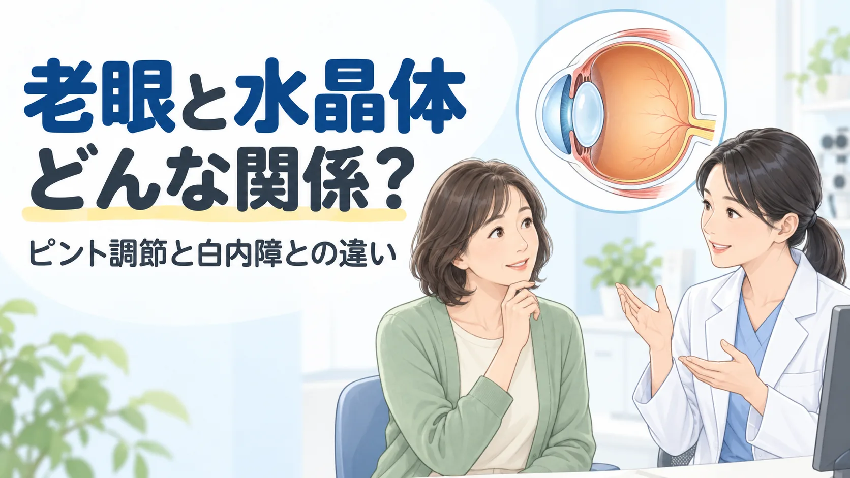 老眼と水晶体。どんな関係？。ピント調節と白内障との違い