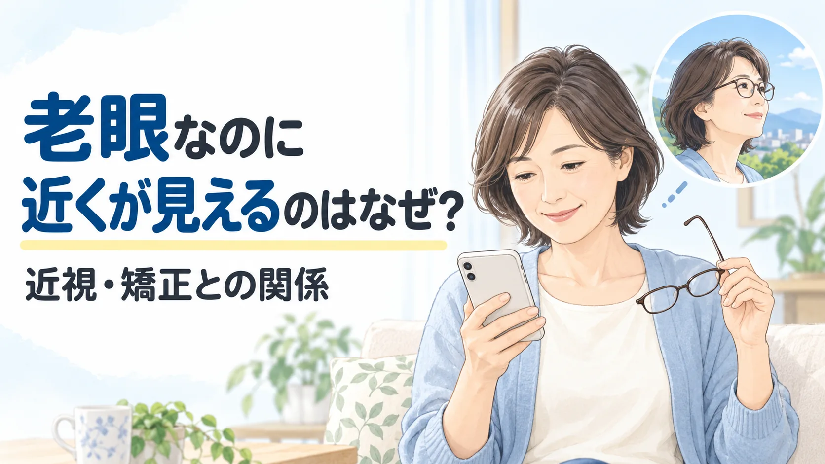 老眼なのに。近くが見えるのはなぜ？。近視・矯正との関係