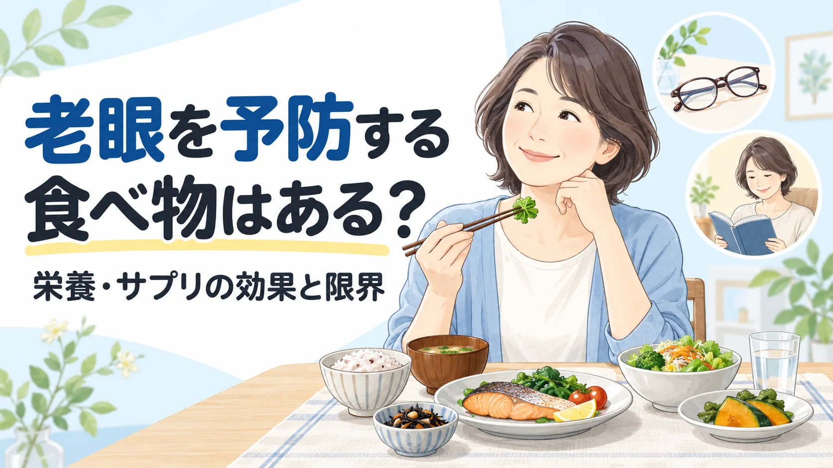 老眼を予防する。食べ物はある？。栄養・サプリの効果と限界