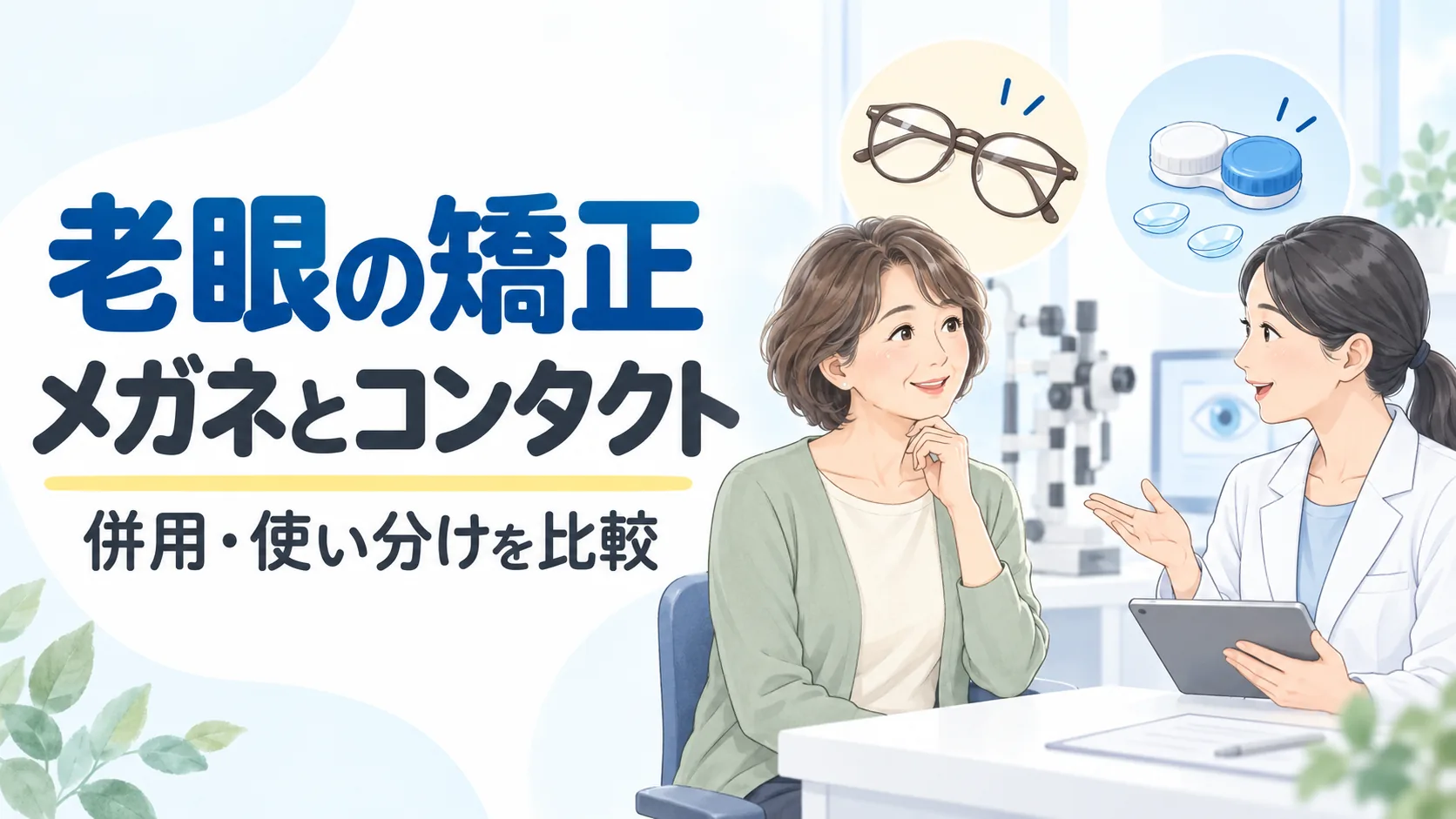 老眼の矯正。メガネとコンタクト。併用・使い分けを比較