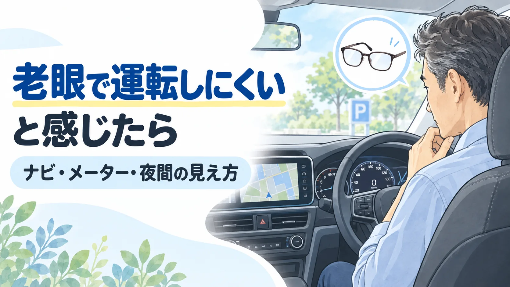 老眼で運転しにくい。と感じたら。ナビ・メーター・夜間の見え方