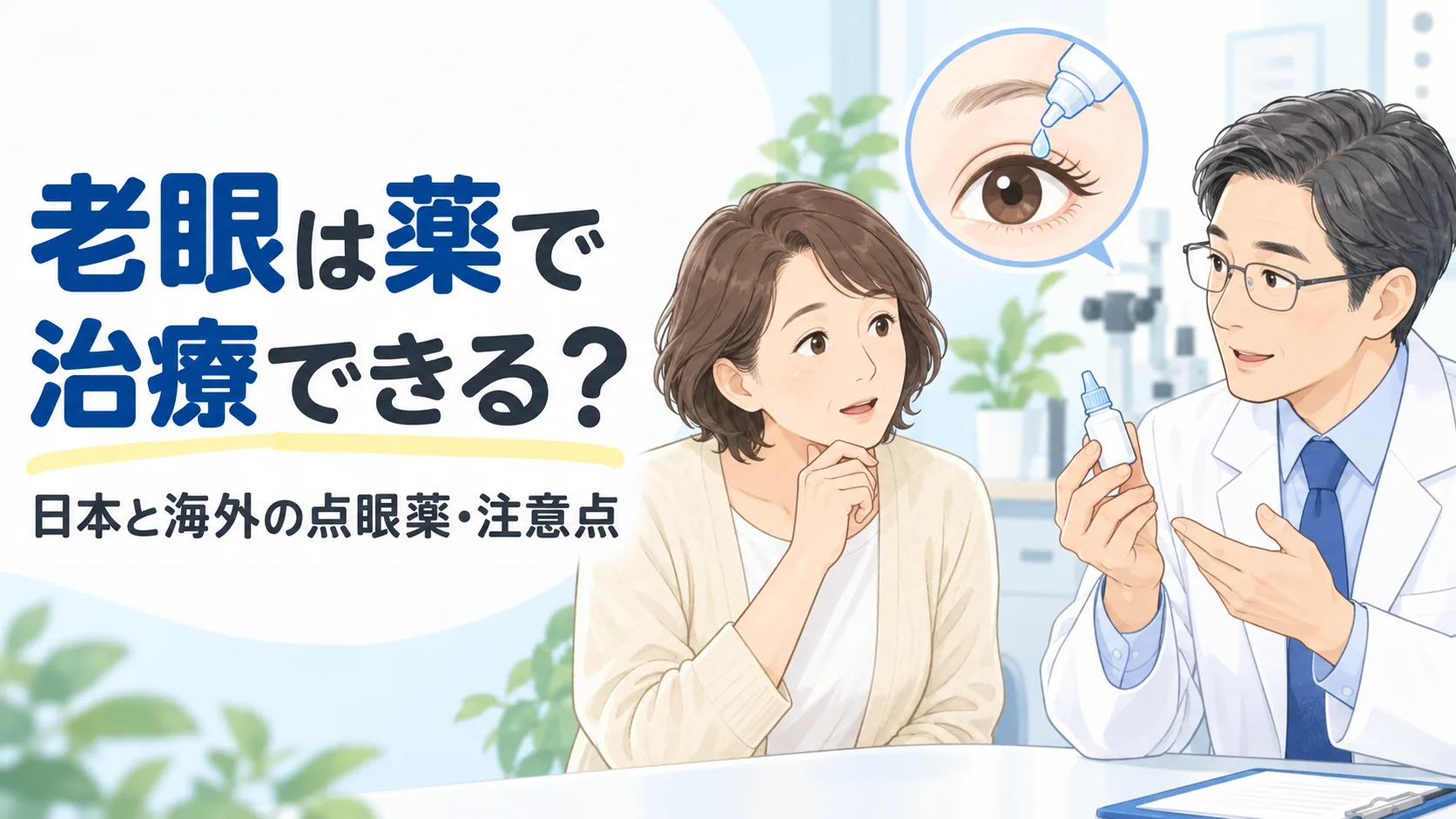 老眼は薬で。治療できる？。日本と海外の点眼薬・注意点