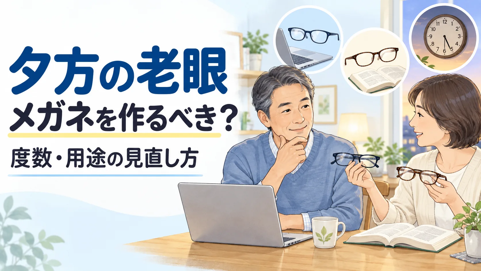 夕方の老眼。メガネを作るべき？。度数・用途の見直し方