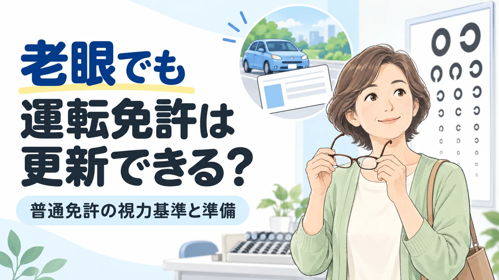 老眼でも。運転免許は更新できる？。普通免許の視力基準と準備